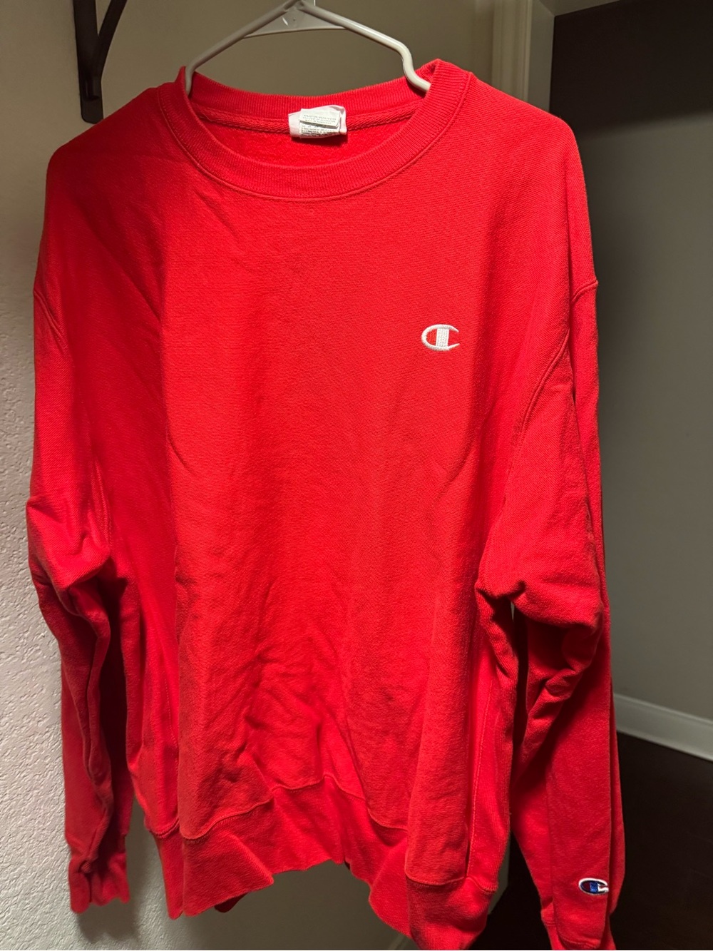 Champion Red Crew Sweatshirt with Embroidered C Logo